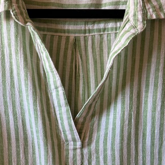 Beach lunch lounge Striped Sleeveless dress linen /cotton blend -made in India - Picture 7 of 9